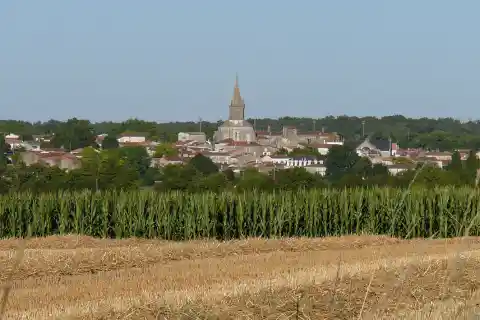 Pont-l'Abbé-d'Arnoult, vue générale sur le village. Charente-Maritime (17), Poitou-Charentes, France, Europe