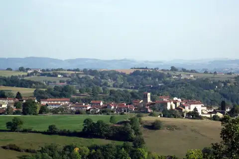 Le village de Cottance, vu de Rozier-en-Donzy