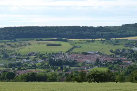 Faulx en Meurthe-et-Moselle (France), vue des hauteurs au sud