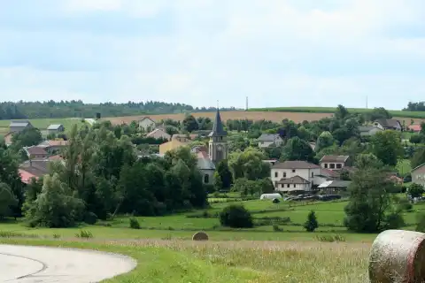Vue lointaine de Doncières (Vosges)